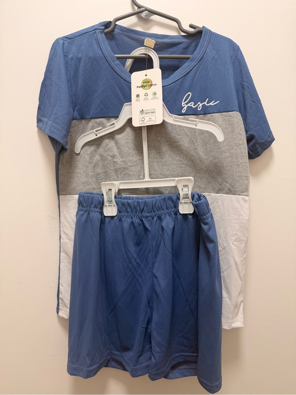 Boys' Blue & Gray Short Sleeve Pajama Set - Casual Colorblock Sleepwear